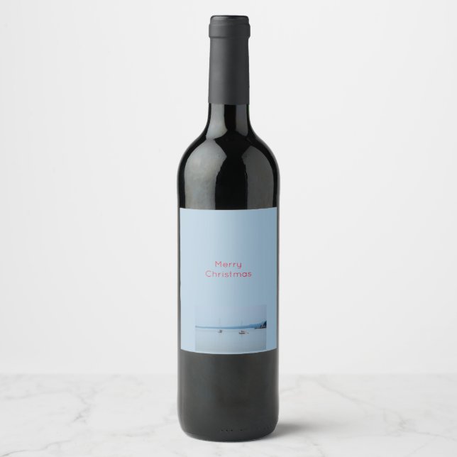 Étiquette Pour Bouteilles De Vin Voiliers sur la rivière  (Devant)