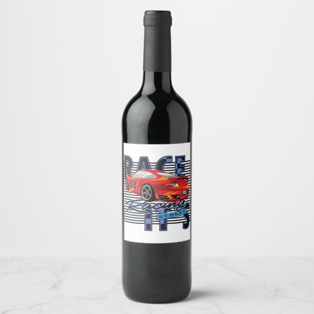 Étiquette Pour Bouteilles De Vin Voiture de course _ Moteur 7 (Devant)