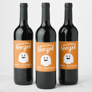 Étiquette Pour Bouteilles De Vin Vous avez été boosté - Drôle fête d'Halloween