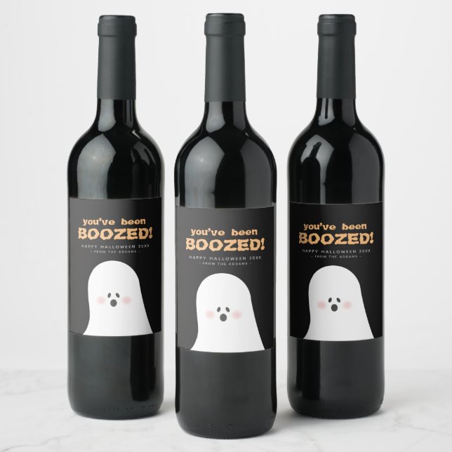 Étiquette Pour Bouteilles De Vin Vous avez été boosté Halloween Ghost Wine Étiquett (Bouteilles)