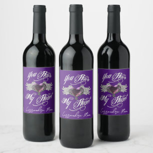Étiquette Pour Bouteilles De Vin Vous avez mon cœur rose personnalisé