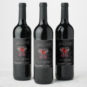 Étiquette Pour Bouteilles De Vin Vous Avez Mon Coeur (Rouge) Personnalisé