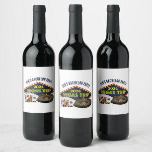 Étiquette Pour Bouteilles De Vin Voyage à Las Vegas pour enterrement de vie de garç