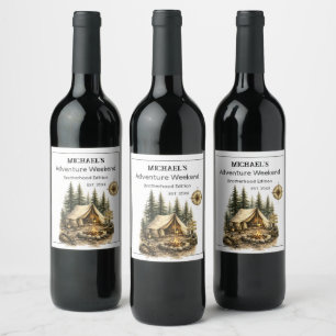 Étiquette Pour Bouteilles De Vin Voyage en cabane d'aventure Enterrement de vie de 