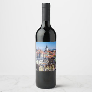 Étiquette Pour Bouteilles De Vin Vue aérienne du centre de Tallinn