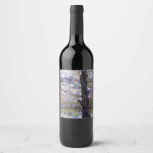 Étiquette Pour Bouteilles De Vin Vue de jardin fleuri d'Arles de Van Gogh