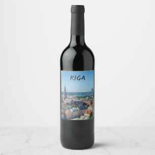 Étiquette Pour Bouteilles De Vin Vue sur le centre ville de Riga d'en haut