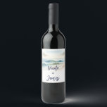 Étiquette Pour Bouteilles De Vin Watercolor Beach Waves Rustic Coastal Mariage<br><div class="desc">customisez ce étiquette de vin pour votre mariage ou événement.</div>