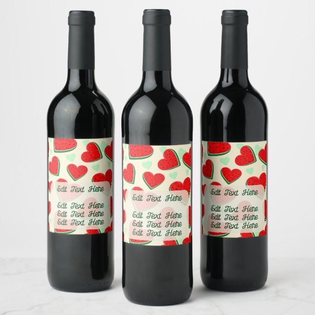 Étiquette Pour Bouteilles De Vin Watermelon Heart Valentine's Day Free Palestine (Bouteilles)
