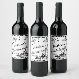 Étiquette Pour Bouteilles De Vin Week-end de célibataire de cocktail noir fantaisis