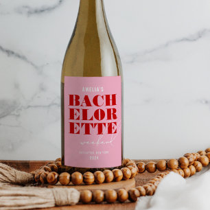 Étiquette Pour Bouteilles De Vin Week-end Gras Rose & Rouge Bachelorette