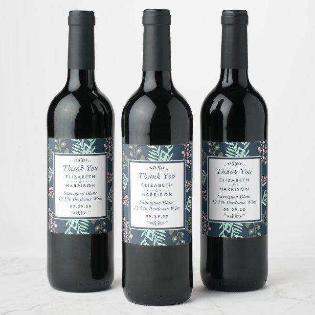 Étiquette Pour Bouteilles De Vin Whimsical Botanical Berry Mariage (Bouteilles)
