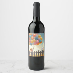 Étiquette Pour Bouteilles De Vin Whimsical/mignon ballon art
