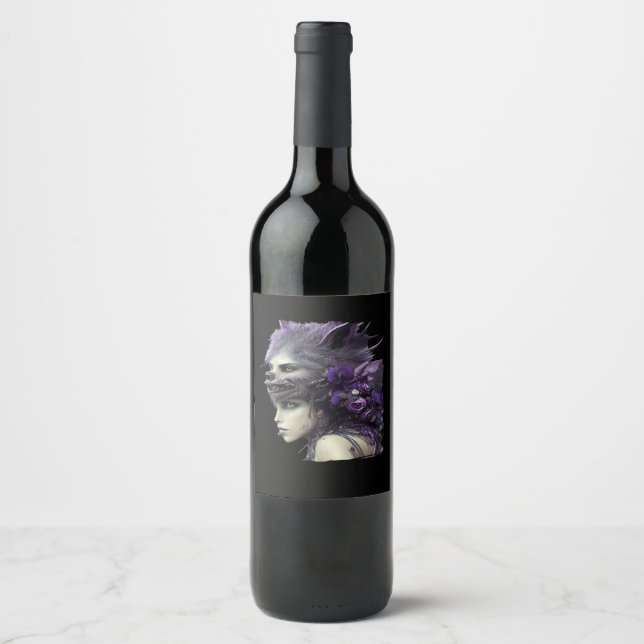 Étiquette Pour Bouteilles De Vin Whimsigoth Drôle Design pour Halloween (Devant)
