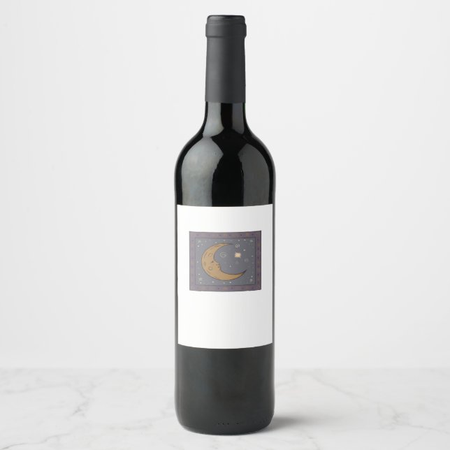 Étiquette Pour Bouteilles De Vin Whimsigoth Moon Classic (Devant)