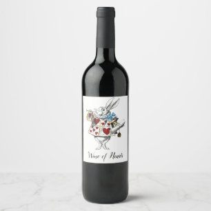 Étiquette Pour Bouteilles De Vin White Rabbit Alice Wonderland Hearts Fourre-tout