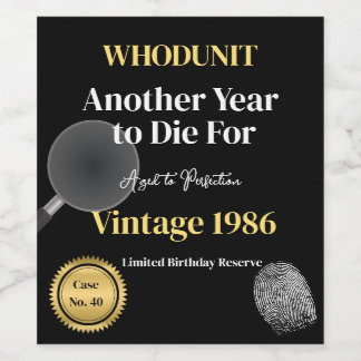 Étiquette Pour Bouteilles De Vin Whodunit Birthday Wine Label | Another Year to Die