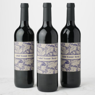 Étiquette Pour Bouteilles De Vin William Morris Motif Giroflée Bleu Antique