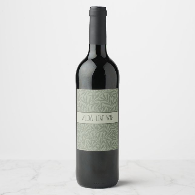 Étiquette Pour Bouteilles De Vin William Morris Motif Saule Antique Vert Sauge (Devant)