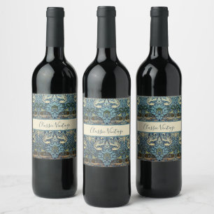 Étiquette Pour Bouteilles De Vin William Morris Paon et Dragon Tissé Design