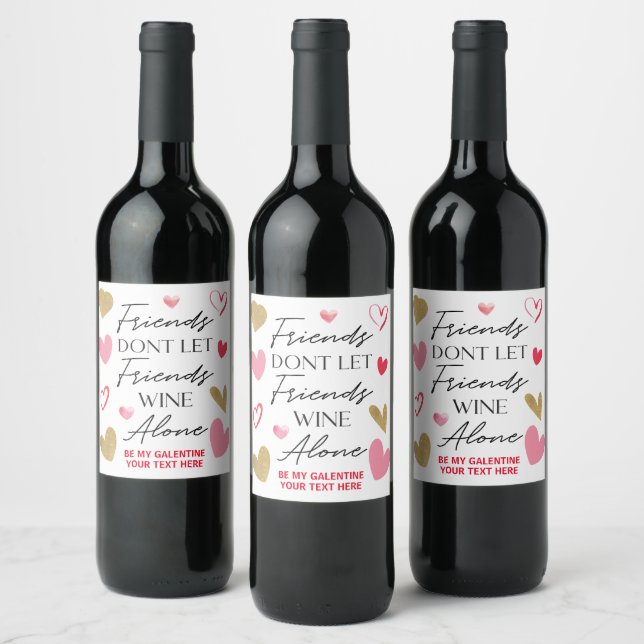 Étiquette Pour Bouteilles De Vin Wine friends Valentine day Wine label (Bouteilles)