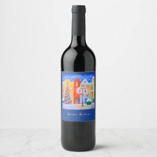 Étiquette Pour Bouteilles De Vin Winter In A Quiet Little Town Christmas