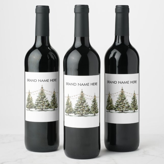 Étiquette Pour Bouteilles De Vin Winter Wonderland Christmas Tree Wine Label (Bouteilles)