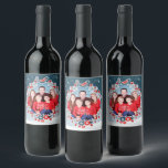 Étiquette Pour Bouteilles De Vin Winter Wonderland Your Photo Christmas Wonderland<br><div class="desc">Célébrez la saison des fêtes avec cette couronne qui attire l'attention et qui présente en hiver des oiseaux décoratifs, des baies de mistletoe et des fleurs rouge vif. L'Arrière - plan est un pays merveilleux d'hiver avec des chutes de neige et des flocons de neige au-dessus d'un ciel bleu nuit....</div>
