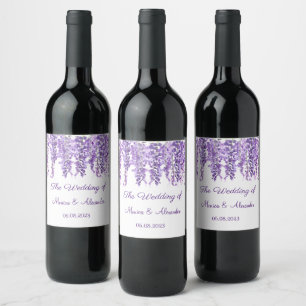 Étiquette Pour Bouteilles De Vin Wisteria Purple Floral Watercolor Party