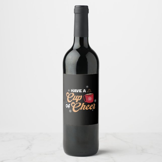 Étiquette Pour Bouteilles De Vin Xmas Gift Have A Cup Of Cheer (Devant)