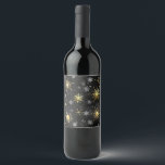 Étiquette Pour Bouteilles De Vin Xmas Golden Snowflakes on Black Background<br><div class="desc">Black Christmas background with gold and black jewelry snowflakes. Golden snowflakes. Xmas.</div>