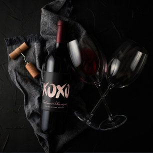 Étiquette Pour Bouteilles De Vin XOXO rose pâle Chic brosse à main