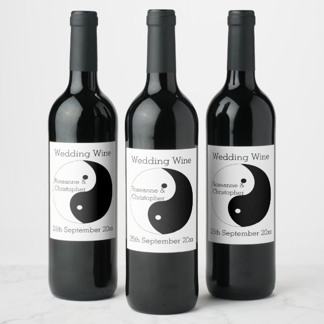 Étiquette Pour Bouteilles De Vin Yin Yang Mariage De Design Noir Et Blanc (Bouteilles)
