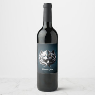 Étiquette Pour Bouteilles De Vin Yin Yang Wolves.