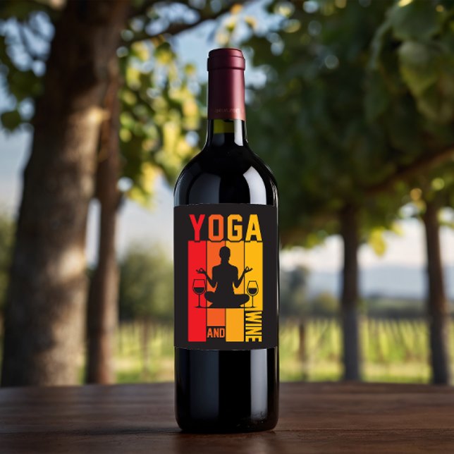 Étiquette Pour Bouteilles De Vin Yoga amusant et Lotus Pose du vin (Créateur téléchargé)