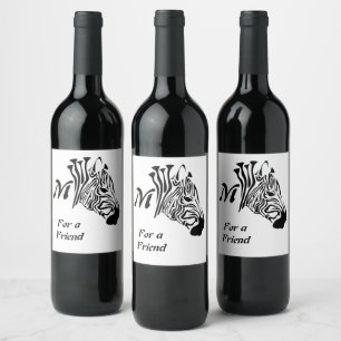 Étiquette Pour Bouteilles De Vin Zèbre aux rayures noires tordues