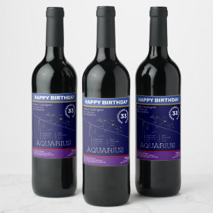 Étiquette Pour Bouteilles De Vin Zodiaque Aquarius