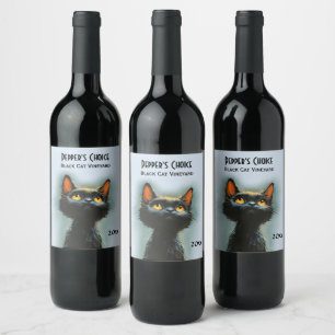 Étiquette Pour Bouteilles De Vin Zones de texte Enchantées de Chat Noir 3
