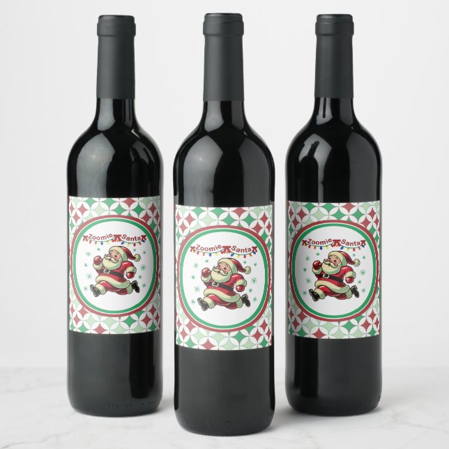 Étiquette Pour Bouteilles De Vin Zoomie Santa Christmas (Bouteilles)