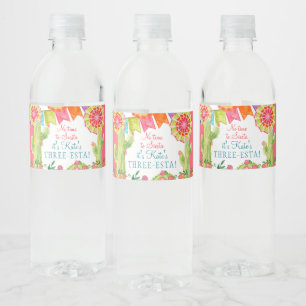 Étiquette Pour Bouteilles D'eau 3e anniversaire Fête Fille Fleurs de Cactus Fiesta