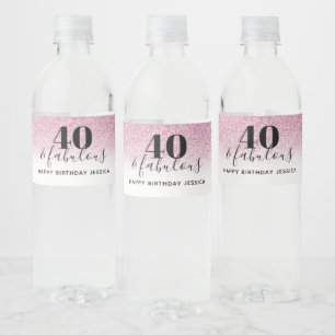 Étiquette Pour Bouteilles D'eau 40 & Fabulous Faux Hot Pink Parties scintillant fê