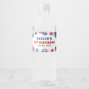 Étiquette Pour Bouteilles D'eau 4 juillet Rouge Blanc et Bleu Été 1er Anniversaire