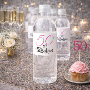 Étiquette Pour Bouteilles D'eau 50 et Fabulous Pink Personnalisé fête d'anniversai