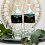 Étiquette Pour Bouteilles D'eau 80th Birthday Party Teal Blue Gold Agate<br><div class="desc">These chic 80th birthday water bottle labels feature a watercolor image of an agate geode in shades of teal blue with faux gold glitter highlights. The words "80th Birthday" appear in faux gold glitter in a decorative modern handwriting font. Customize it with the name of the guest of honor and...</div>