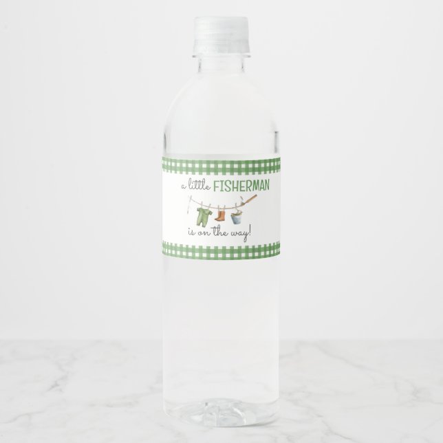 Étiquette Pour Bouteilles D'eau A Little Fisherman Baby Shower  (Devant)