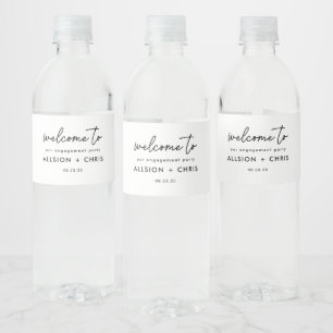 Étiquette Pour Bouteilles D'eau Accueil de la partie d'engagement minimaliste