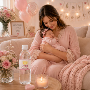 Étiquette Pour Bouteilles D'eau Adorable Douce Rose Petit Soleil