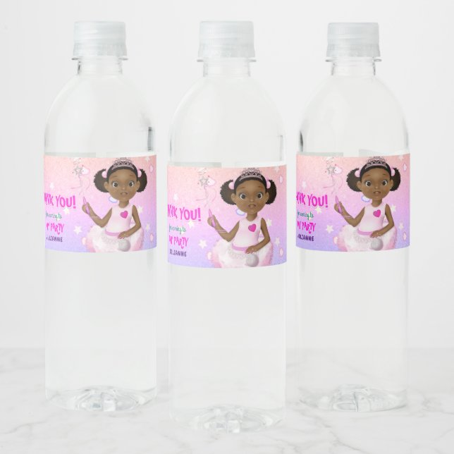 Étiquette Pour Bouteilles D'eau Afro-Américaine Fairy Princesse Ballerina (Bouteilles)