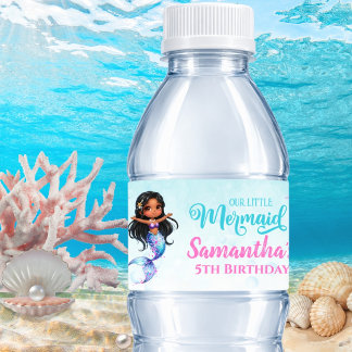Étiquette Pour Bouteilles D'eau Afro mermaid Birthday Party - Under the Sea Splish