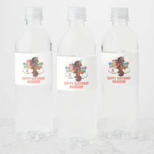 Étiquette Pour Bouteilles D'eau Afro Unicorn Filles magiques Anniversaire